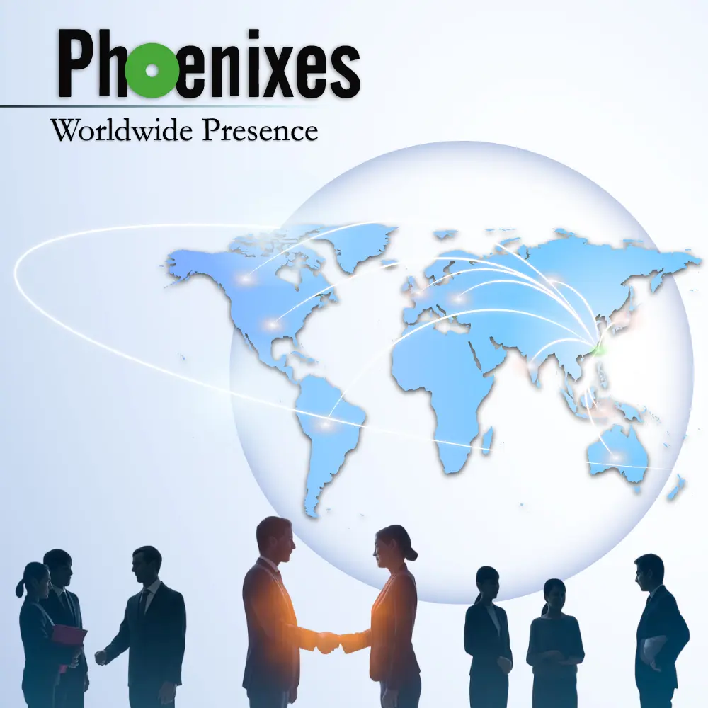 Silhouettes of business people shaking hands and interacting in front of a world map with lines connecting Taiwan to multiple countries, symbolizing global partnerships and international packaging business.