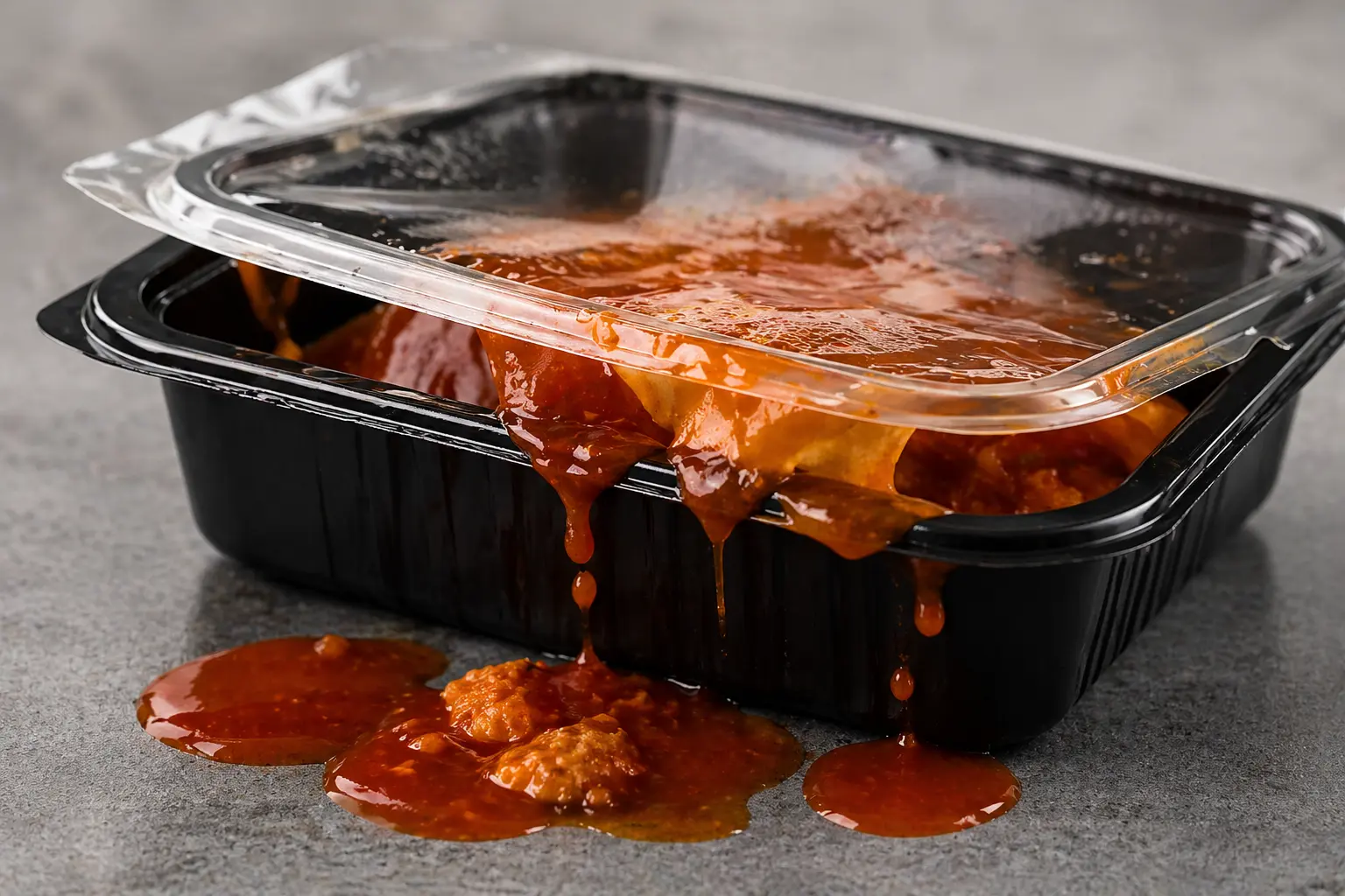 Food leakage during delivery caused by poor tray sealing