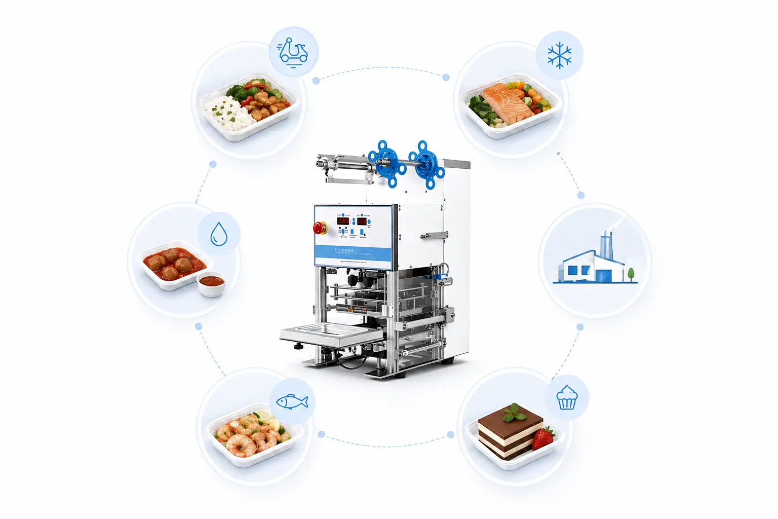 Food Tray Sealing Application Food tray sealing application for takeaway meals ready meals and food factories