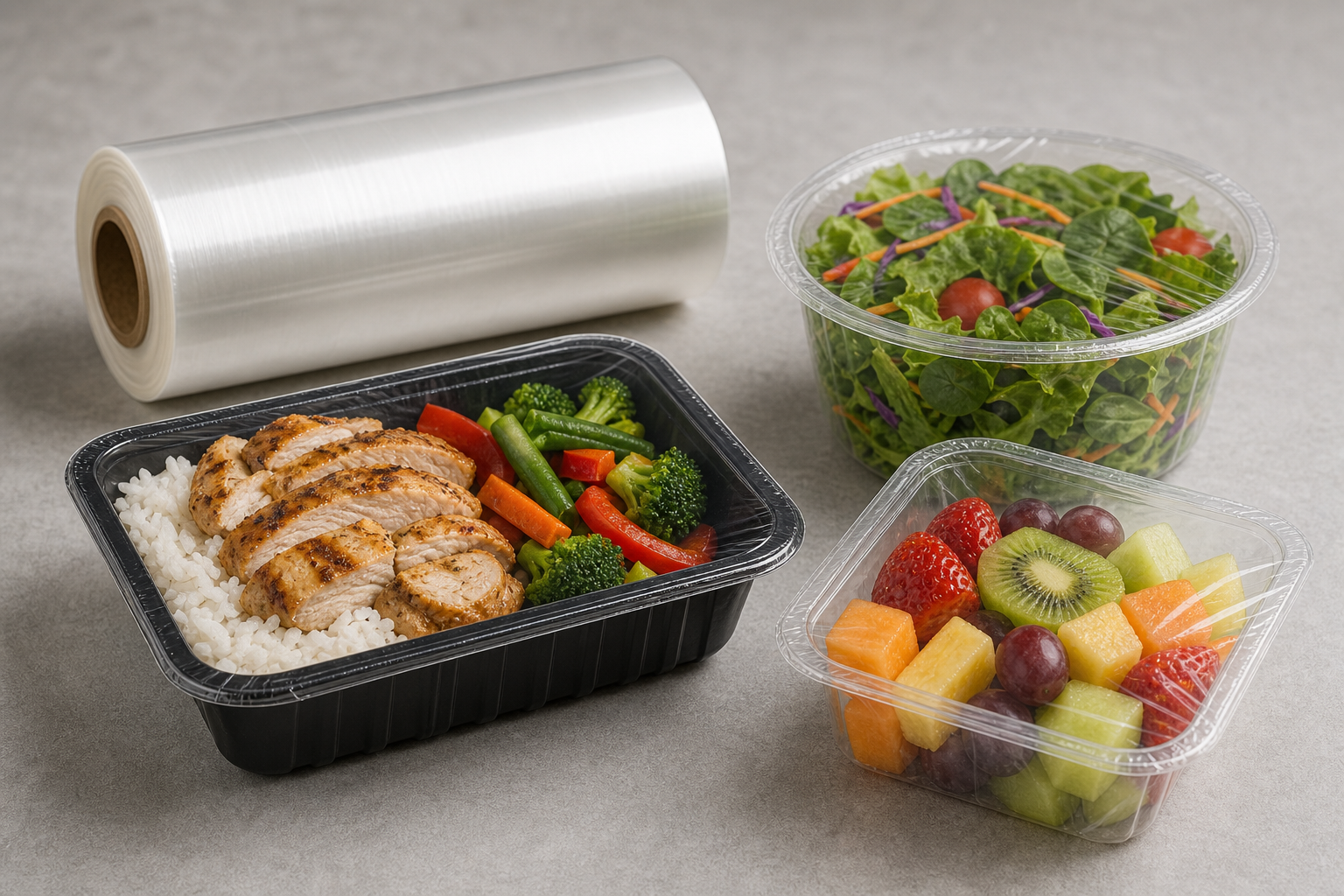 Clear tray sealing film for ready meals and takeaway food