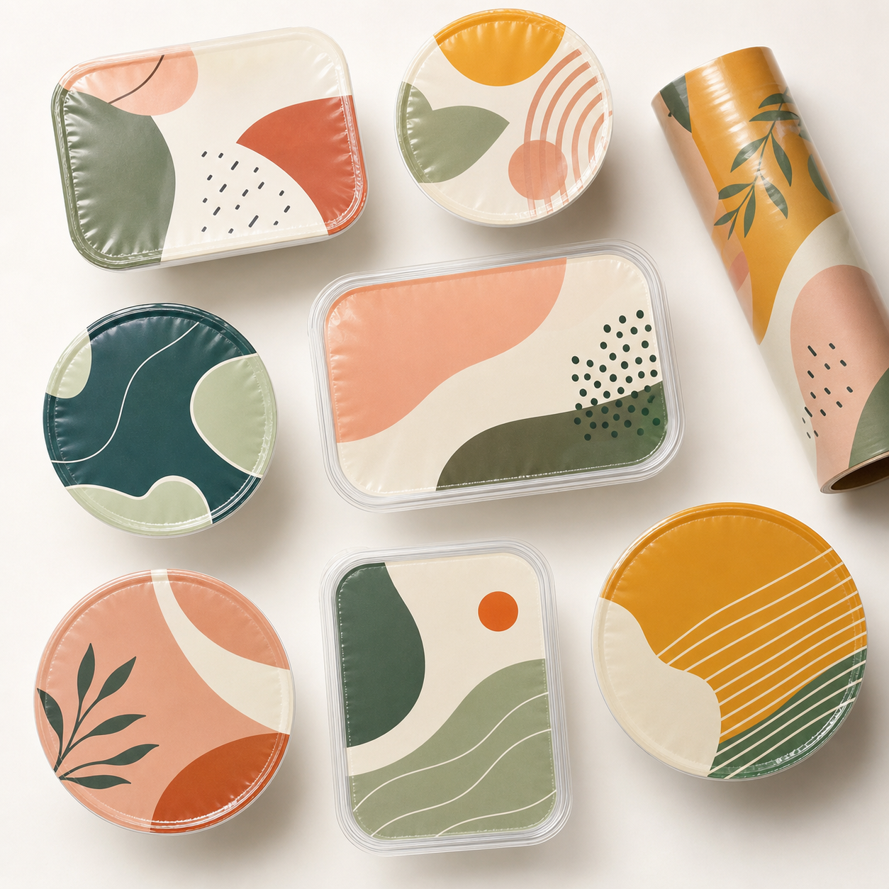 Custom-printed tray sealing film with branded food packaging